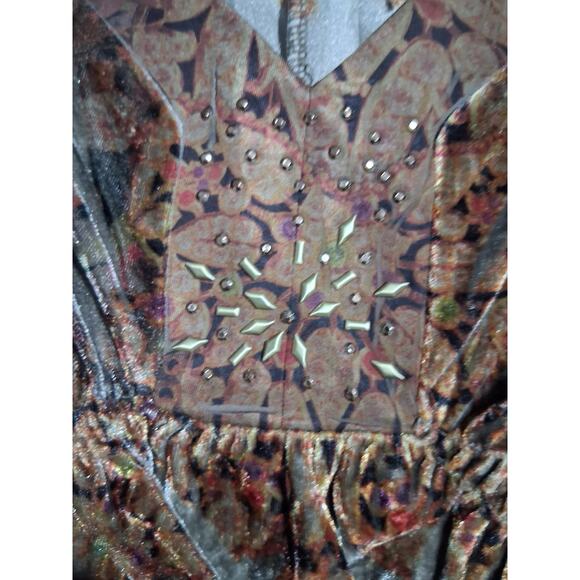 Y2K Vintage  Apt 9 Velvet Burnout Womens size 1X Babydoll Embellished Whimsy Top - Picture 10 of 16